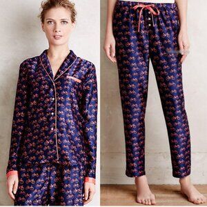 Anthropologie x Eloise Bicycle Print Pajama Set Navy Red Size Small